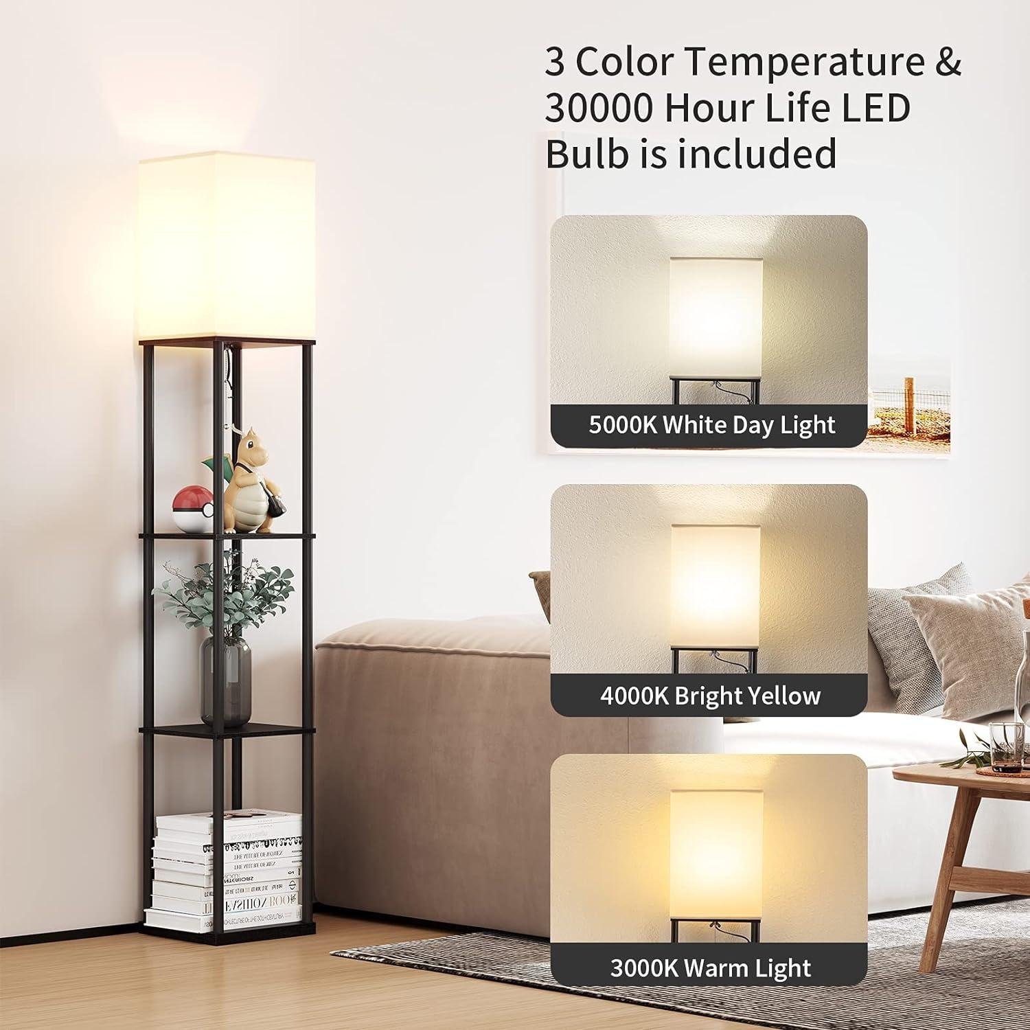 Why We Love the SUNMORY Floor Lamp with Shelves and 3-Color Bulb