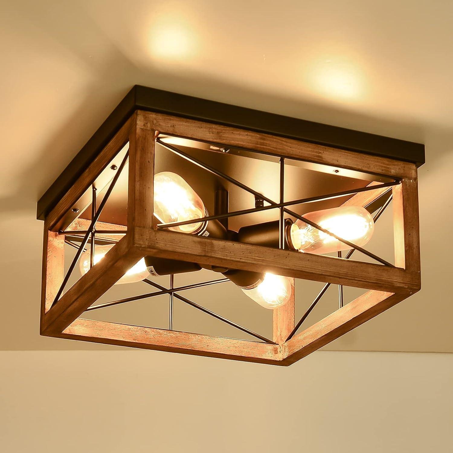 Our⁢ Review: ⁣Stylish & Cozy Wooden Flush Mount Ceiling‌ Light Fixture