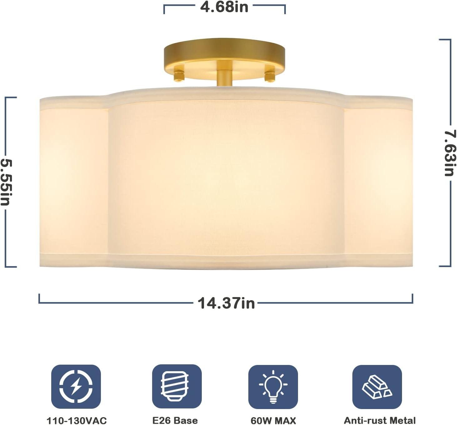 Our Review: stylish & Cozy 4-Light Brass Semi Flush Ceiling Lamp