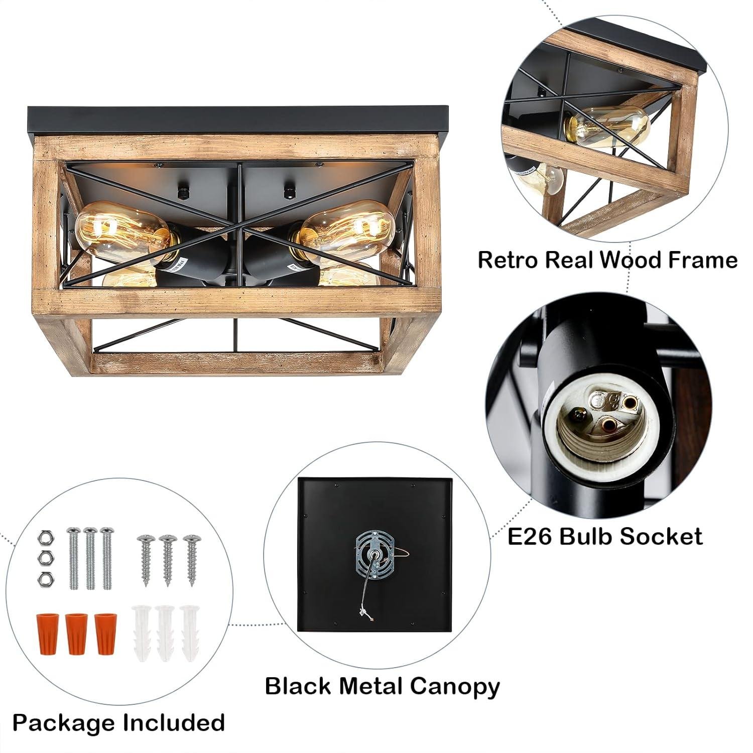 our review: Stylish & Cozy Wooden Flush Mount Ceiling Light Fixture