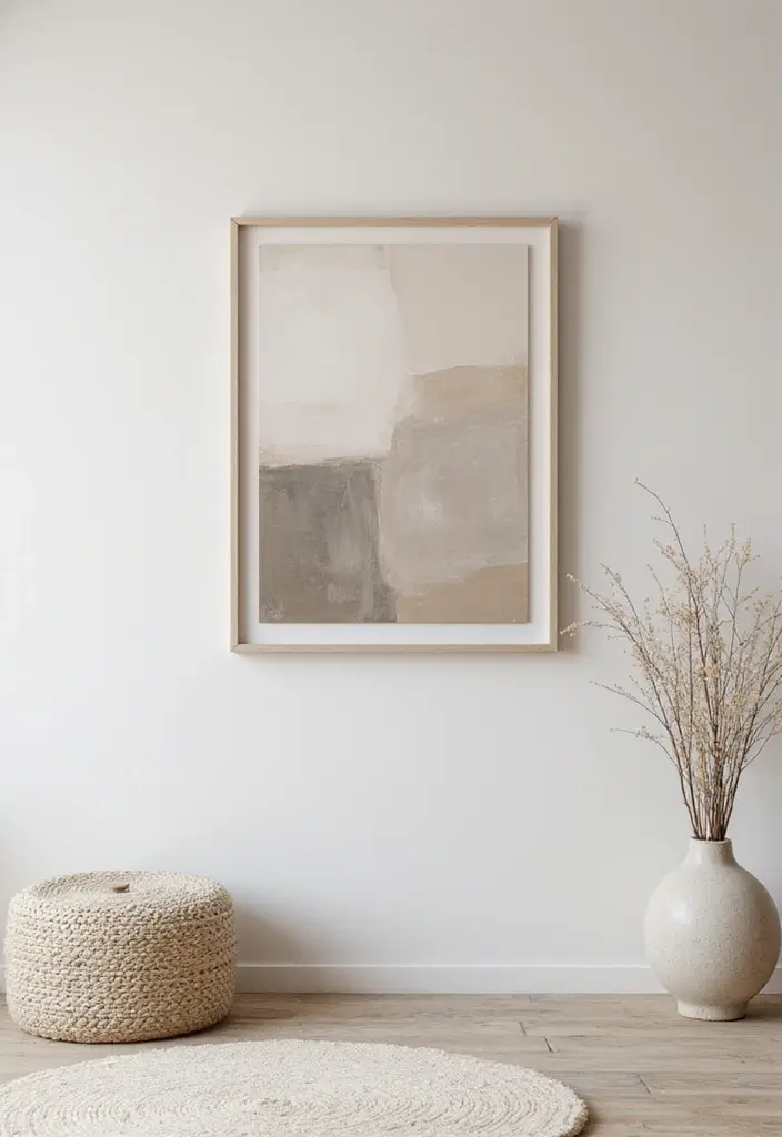 10 Minimalist Interior Design Ideas That Will Transform Your Home into a Calm Oasis! - 4. Choose Simple Art Pieces