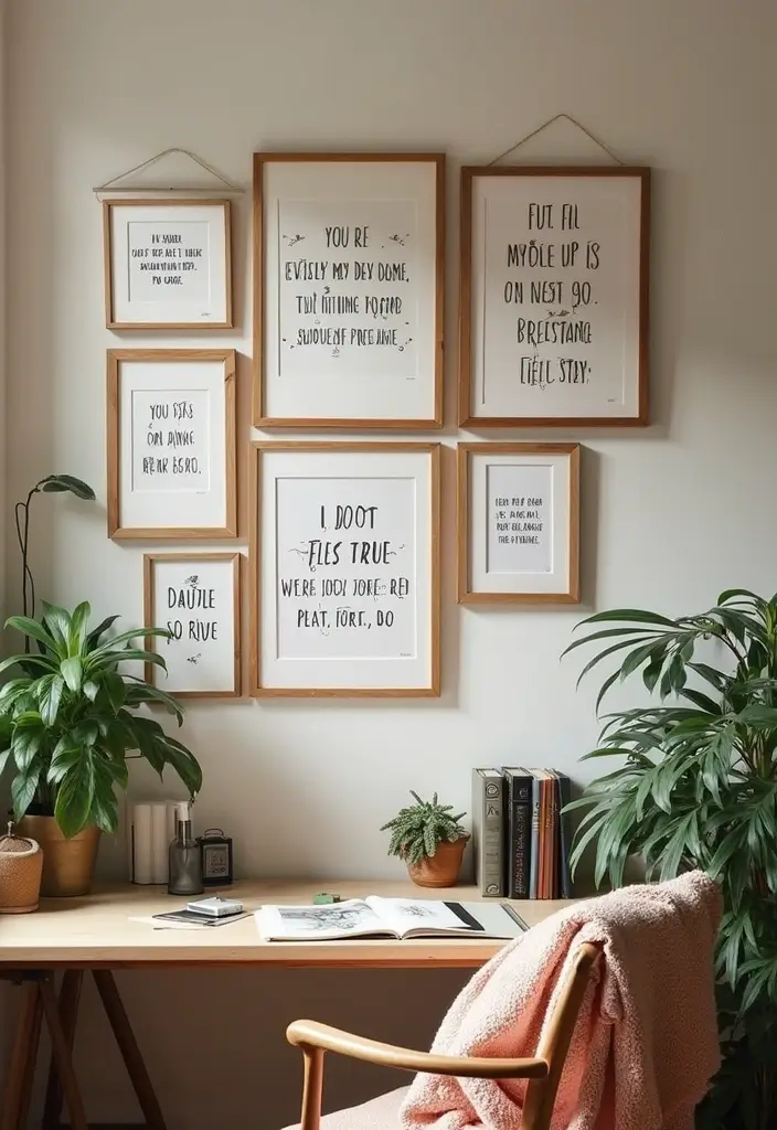 12 Bohemian Wall Art Ideas That Will Transform Your Space into a Cozy Oasis! - 4. Framed Quotes and Sayings