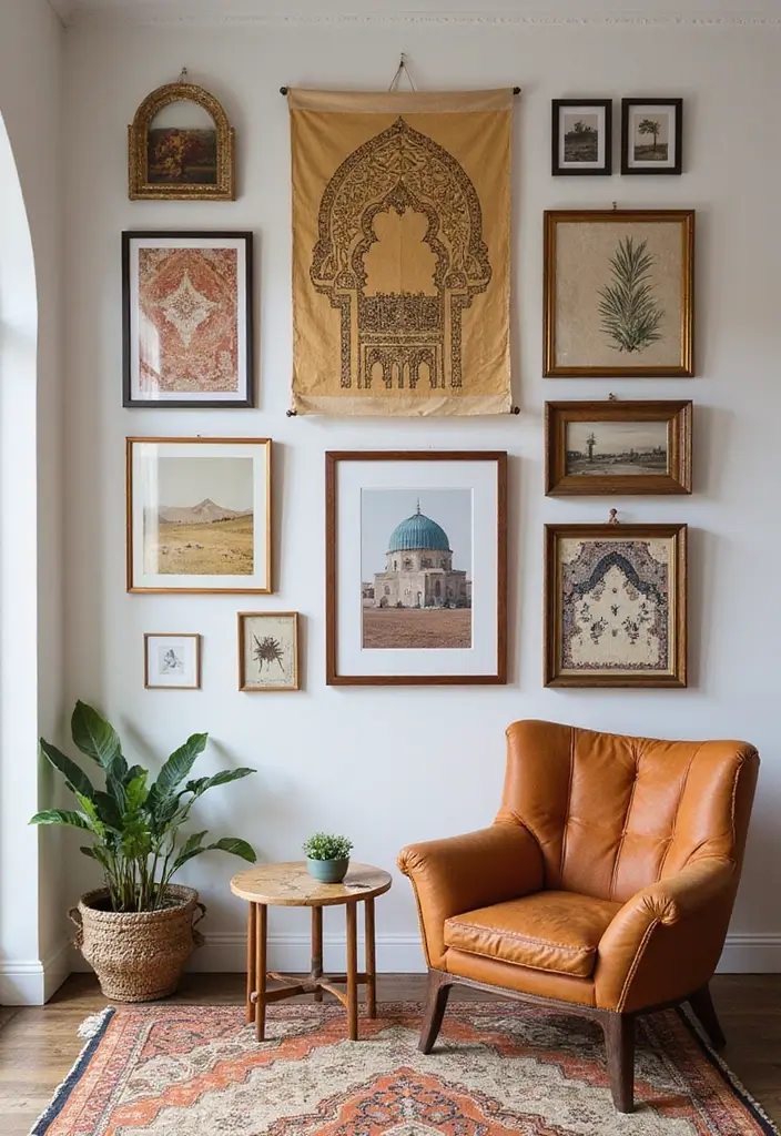 12 Boho Chic Ideas That'll Transport You to a Moroccan Oasis (Without Leaving Your Couch!) - 4. Eclectic Gallery Wall