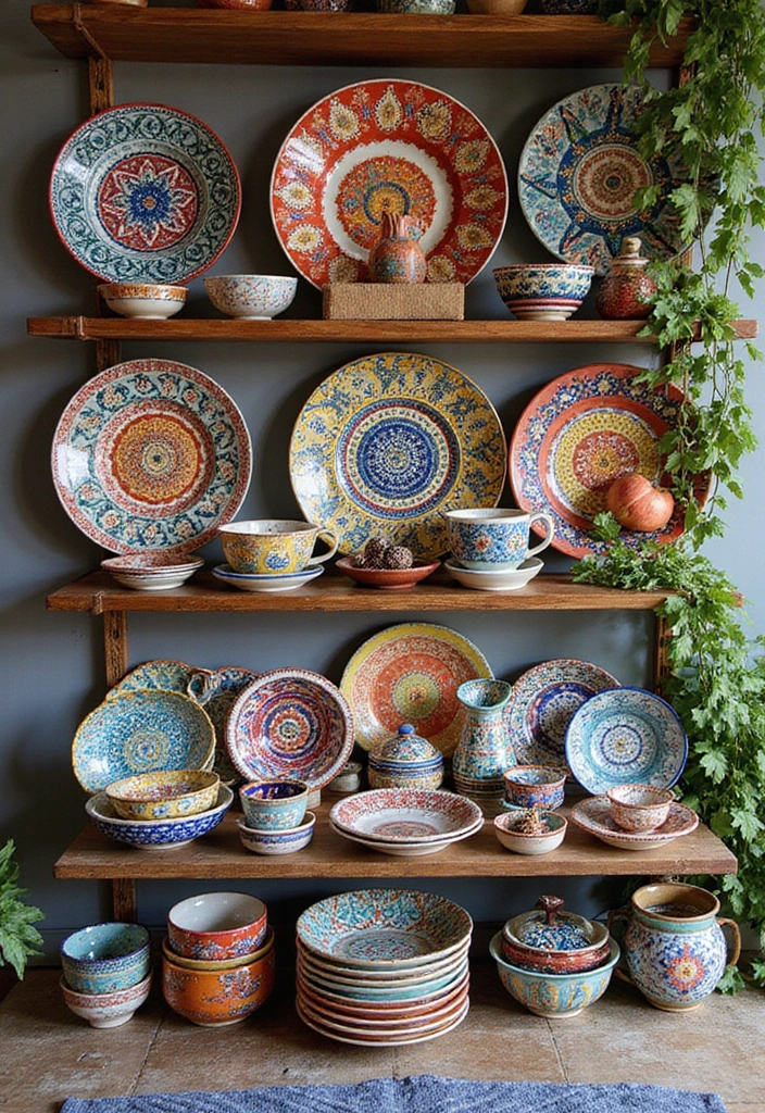 12 Boho Chic Ideas That'll Transport You to a Moroccan Oasis (Without Leaving Your Couch!) - 9. Colorful Plates and Ceramics
