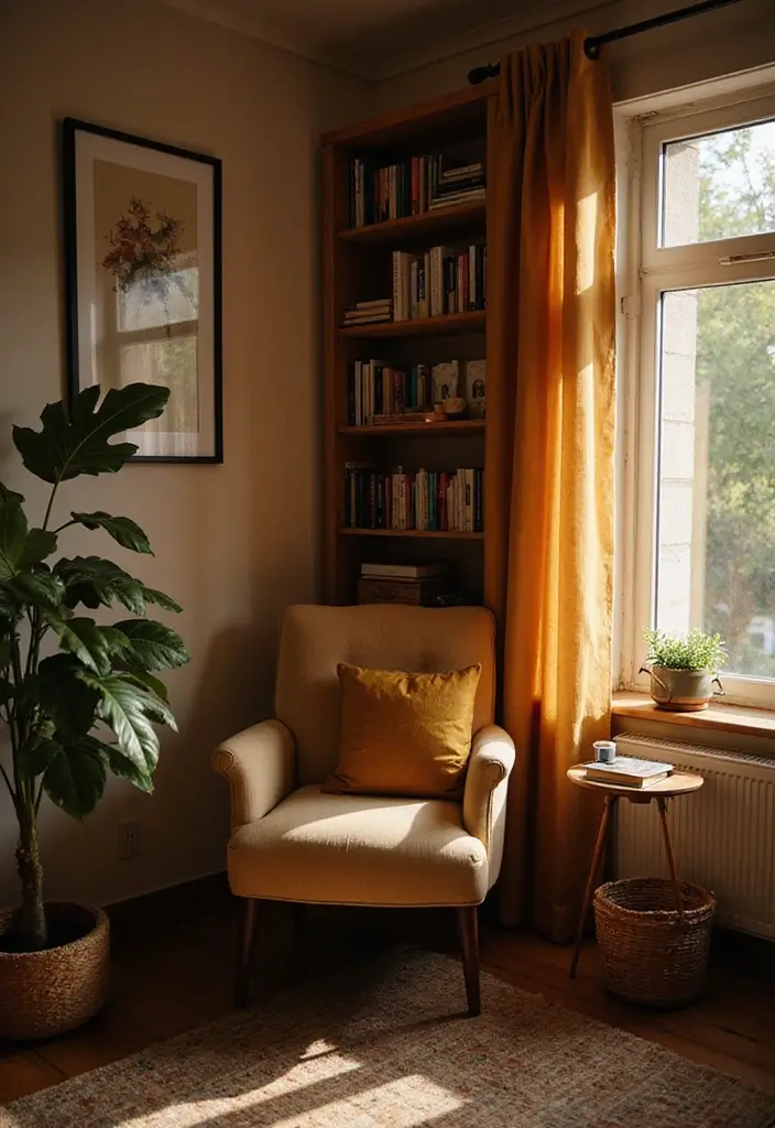 15 Cozy Living Room Ideas That'll Make You Want to Snuggle Up Immediately! - 11. A Cozy Reading Nook