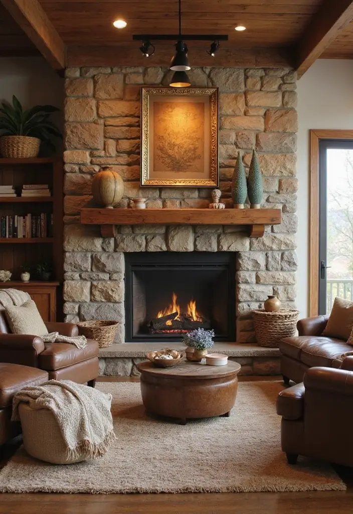15 Cozy Living Room Ideas That'll Make You Want to Snuggle Up Immediately! - 9. Fireplace Focus