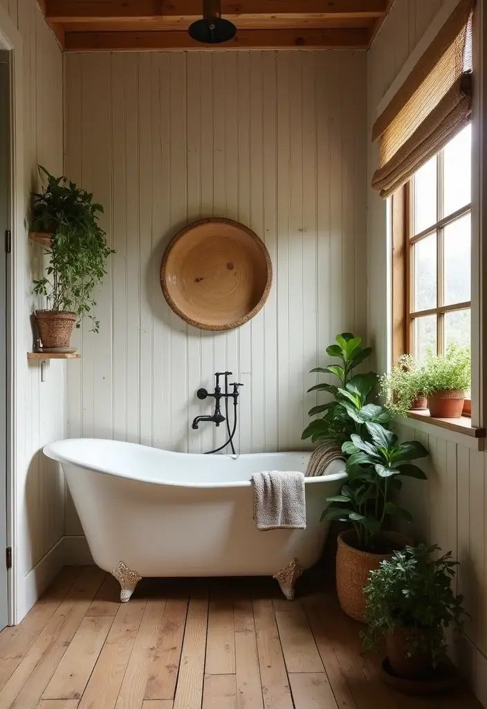 15 Transformaciones de Baños con Paredes de Cuentas que No Puedes Ignorar (¡La #8 es Increíble!) - 1. Estilo Rústico con Encanto