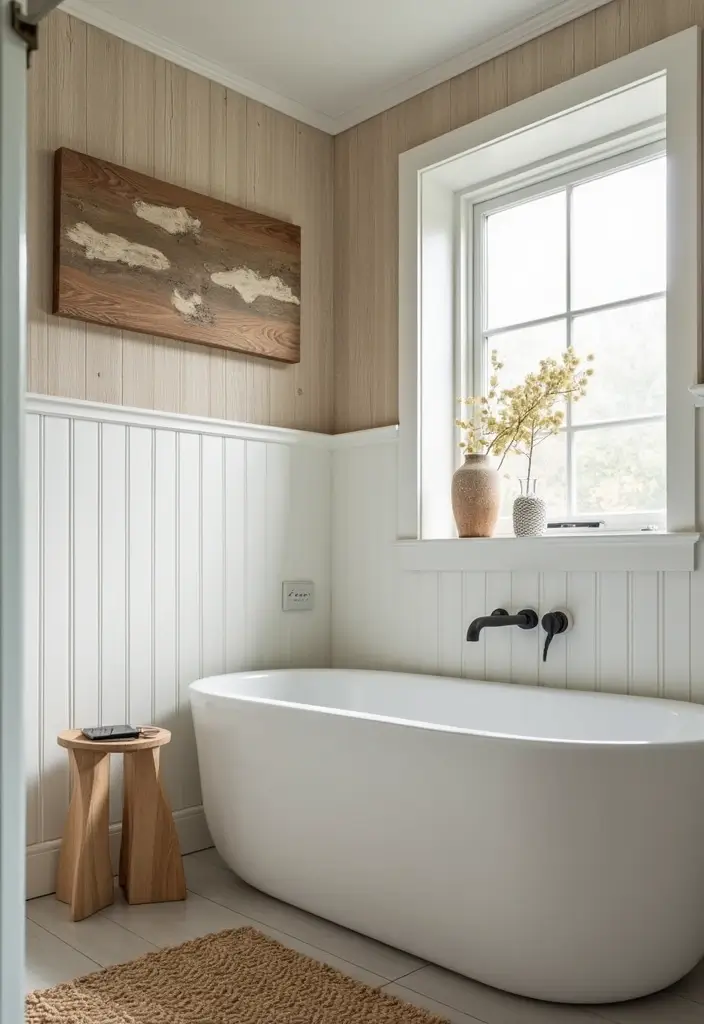 15 Transformaciones de Baños con Paredes de Cuentas que No Puedes Ignorar (¡La #8 es Increíble!) - 14. Arte en las Paredes