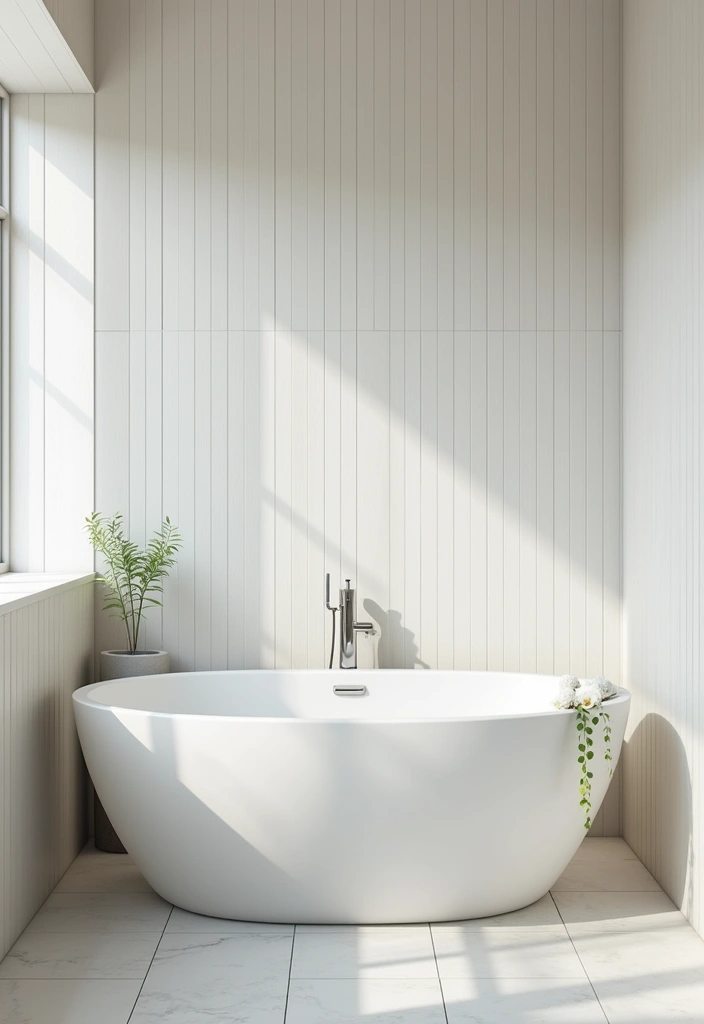 15 Transformaciones de Baños con Paredes de Cuentas que No Puedes Ignorar (¡La #8 es Increíble!) - 2. Minimalismo Moderno