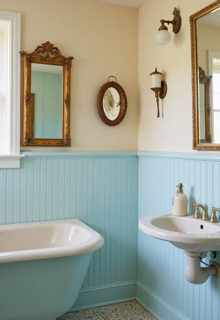 15 Transformaciones de Baños con Paredes de Cuentas que No Puedes Ignorar (¡La #8 es Increíble!) - 5. Estilo Vintage Chic