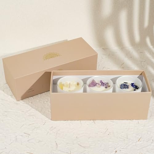 1758310761_413SydFV7L._SL500_.jpg AVA CONCEPT Soy Candles with Healing Crystals: Amethyst, Lazurite, Citrine. Scented Set of 3 (3.5 oz each) - Perfect Energy Gift for Women. - Image 7