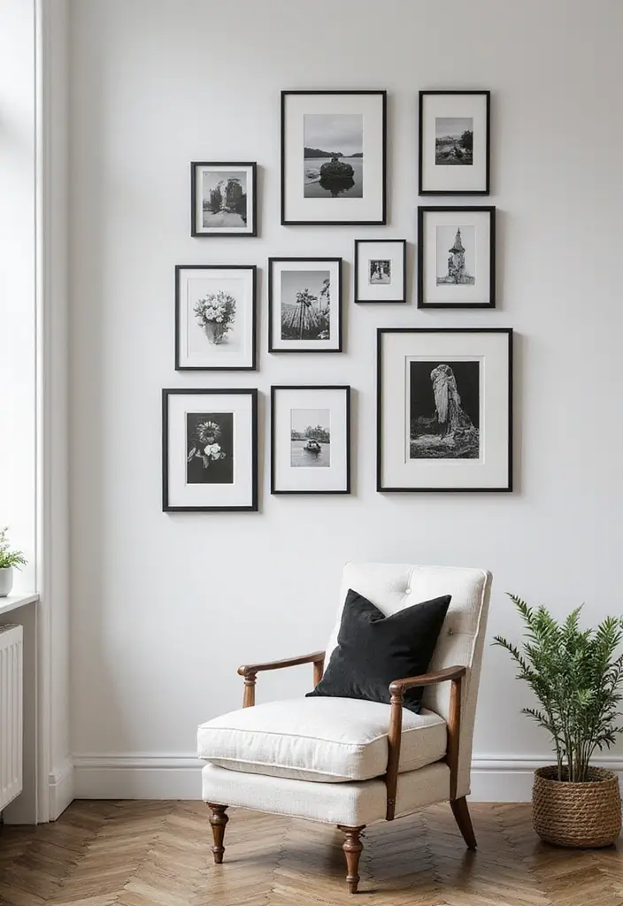 20 Ideas de Decoración que Transformarán Tu Hogar en un Refugio Acogedor (¡No Creerás la #7!) - 12. Fotografías en Blanco y Negro