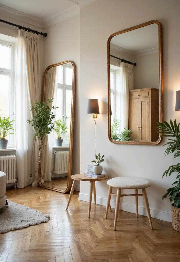 20 Ideas de Decoración que Transformarán Tu Hogar en un Refugio Acogedor (¡No Creerás la #7!) - 8. Espejos Estratégicamente Colocados