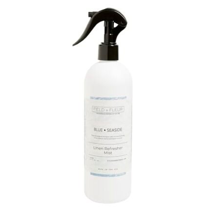 Field + Fleur by Hillhouse Naturals Blue Seaside Linen Refresher Mist 15.5oz - Fresh Home Fragrance Spray for Bedding, Sofas & Clothes - Citrus, Oceanic Notes & Sugary Coconut - Made in the USA