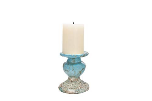 21HrEtrjaL._SL500_.jpg Distressed Blue Terracotta Pillar Candle Holder by Creative Co-Op - Perfect for Stylish Decor - Image 5