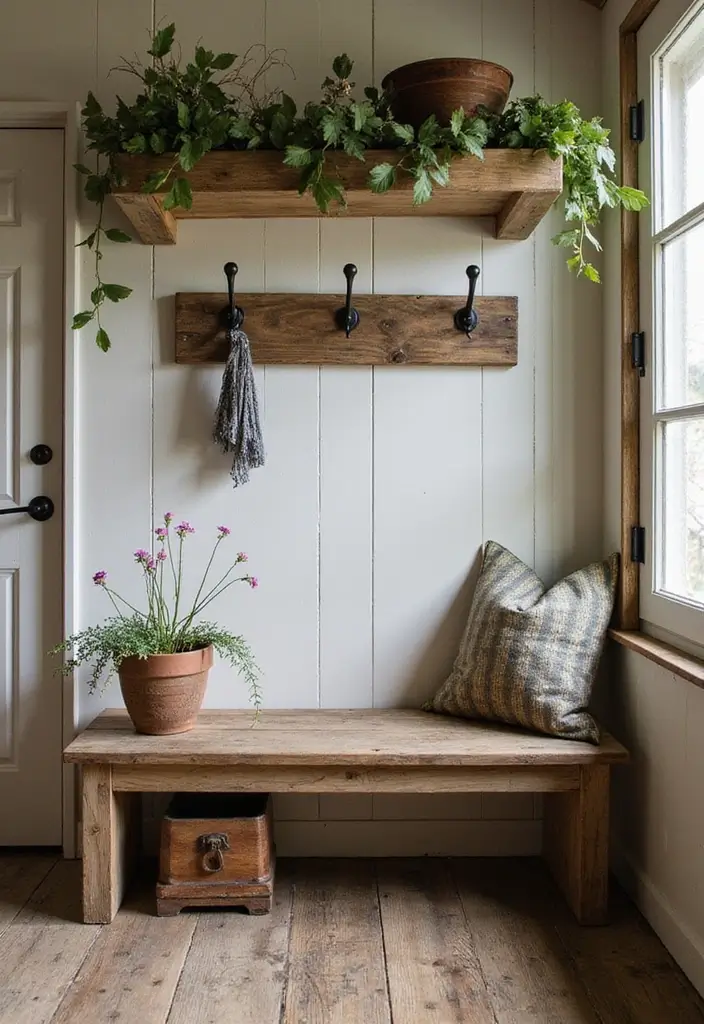 22 Rustic Farmhouse Decor Ideas That'll Make Your Home Feel Like a Cozy Retreat! - 11. Charming Entryways