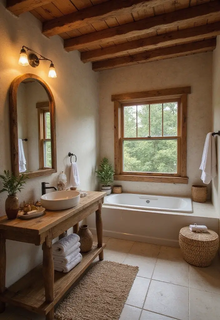 22 Rustic Farmhouse Decor Ideas That'll Make Your Home Feel Like a Cozy Retreat! - 14. Rustic Bathroom Decor