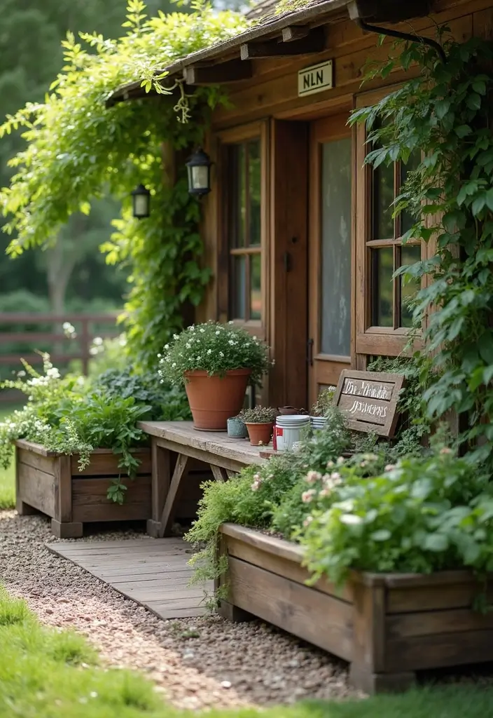 22 Rustic Farmhouse Decor Ideas That'll Make Your Home Feel Like a Cozy Retreat! - 17. Rustic Garden Decor