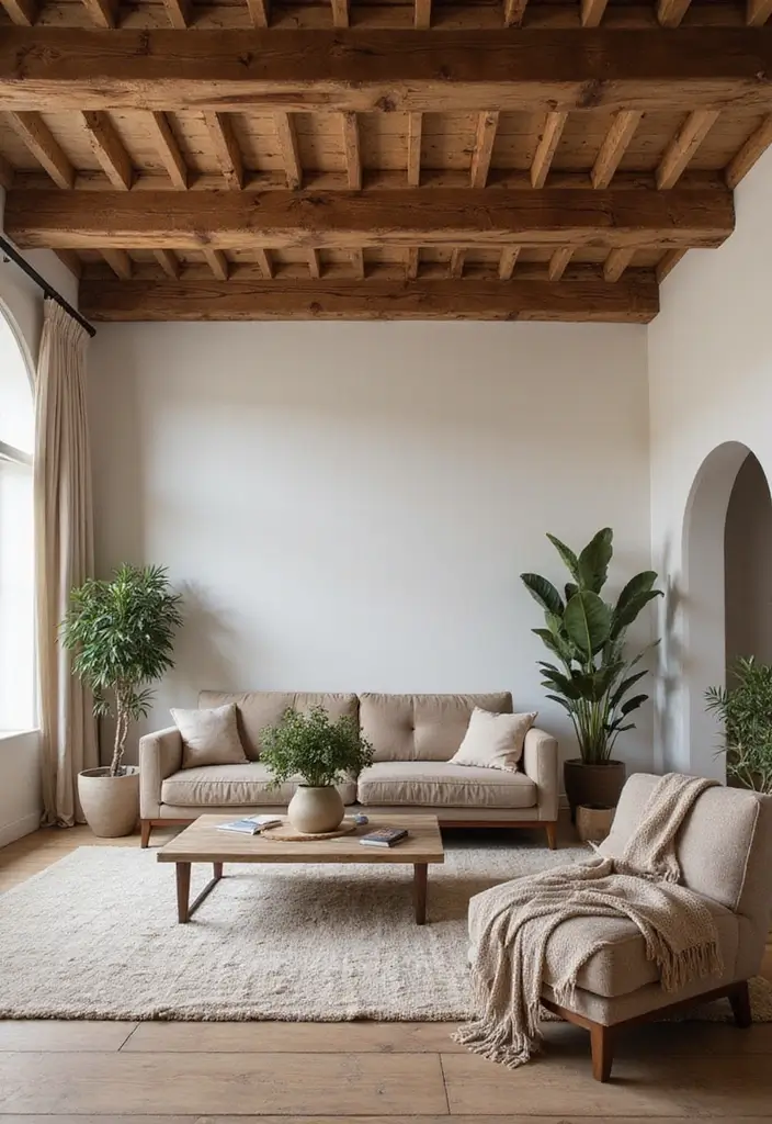 22 Rustic Farmhouse Decor Ideas That'll Make Your Home Feel Like a Cozy Retreat! - 19. Wood Beams