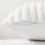 Set of 2 Pallene 18x18 Faux Fur Plush Throw Pillow Covers - Soft, Fluffy, Striped Decor for Couch or Living Room in White. - Image 2