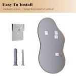 WEER 20x36 inch Gold Asymmetrical Wall Mirror – Decorative Aluminum Alloy Frame for Bathroom, Bedroom, Entryway. - Image 6