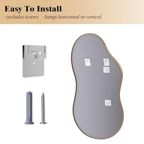 3197yG2sKL._SL500_.jpg WEER 20x36 inch Gold Asymmetrical Wall Mirror – Decorative Aluminum Alloy Frame for Bathroom, Bedroom, Entryway. - Image 6