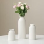 Set of 3 Ceramic Vases for Decor – Modern Boho Farmhouse Style, Distressed White for Pampas Grass. - Image 8