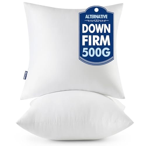 MIULEE Throw Pillow Inserts, Set of 2, 18x18 Inches, Filled MIULEE Throw Pillows Inserts, Pack of 2 18x18 Inch 100% Virgin Fiber Filling Bed Couch Pillows
