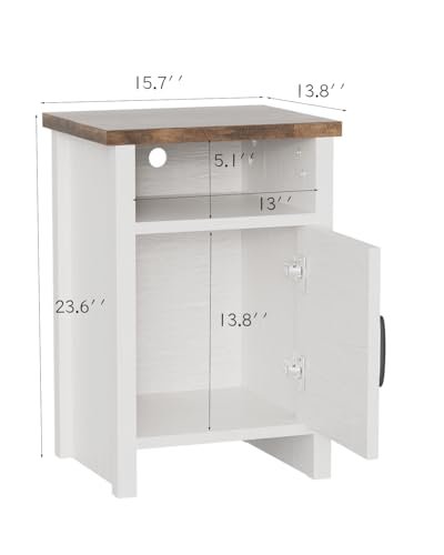 31C0rPamHUL._SL500_.jpg Set of 2 YESHOMY Modern Farmhouse Nightstands with Shelf and Barn Door, White Finish for Bedroom. - Image 3