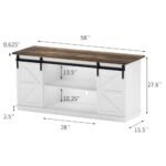 YESHOMY Farmhouse TV Stand for TVs up to 65", 58" Console with Sliding Barn Doors & Storage, Milk White. Perfect Living Room Media Furniture! - Image 9