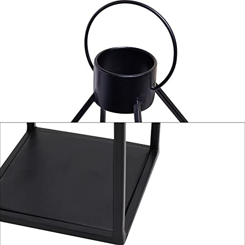 31GIZlbZ77L._SL500_.jpg HPC Decor Modern Farmhouse Lantern - Black Metal Candle with Timer & Flickering Light for Home & Outdoor Decor. Perfect for Living Room, Table, and Fireplace. - Image 5