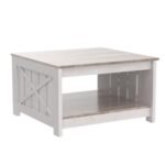 YITAHOME Rustic Farmhouse Coffee Table with Storage - Square Wood Cocktail Table in Grey Wash for Living or Meeting Rooms - Image 8