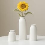 Set of 3 Ceramic Vases for Decor – Modern Boho Farmhouse Style, Distressed White for Pampas Grass. - Image 6