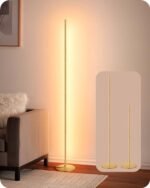 EDISHINE LED Corner Floor Lamp, Modern Slim Dimmable Light, Adjustable Height, 57.5" Minimalist Tall Lamp for Living Room, Bedroom, Office, 3000K Warm White Light (Gold)