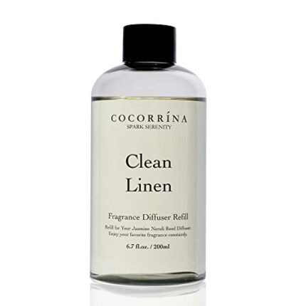 Cocorrína Clean Linen Scented Reed Diffuser Oil with 8 Sticks Fragrance for Bedroom, Bathroom, Oil Diffuser, Home Décor, 6.7 fl oz. (200 ml)