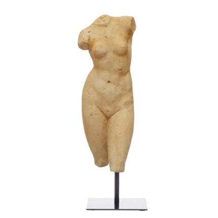 Creative Co-Op Resin Female Body Figure on Metal Stand, Plaster Finish