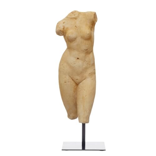 Creative Co-Op Resin Female Figure on Metal Stand with Plaster Creative Co-Op Resin Female Body Figure on Metal Stand, Plaster Finish