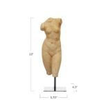 Creative Co-Op Resin Female Figure on Metal Stand with Plaster Finish – Stylish Decor Piece - Image 3