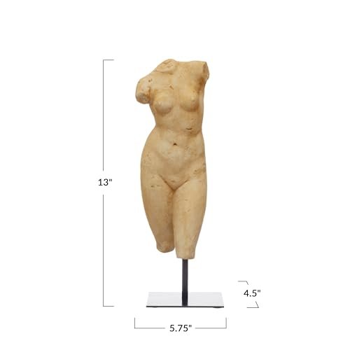31QFm-yCqeL._SL500_.jpg Creative Co-Op Resin Female Figure on Metal Stand with Plaster Finish – Stylish Decor Piece - Image 3