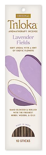 Triloka Original Lavender Fields Incense - 10 Sticks for Relaxation Triloka Original Incense, Lavender Fields, 10 Sticks