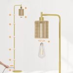 Oneach 66" Gold Floor Lamp: Boho Rattan Shade Lamp with LED Bulb & Foot Switch for Home & Office. - Image 6