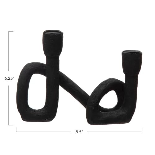 31XjBWXfxcL._SL500_.jpg Bloomingville Modern Black Double Taper Candle Holder - Sculptural Design for Stylish Decor - Image 2