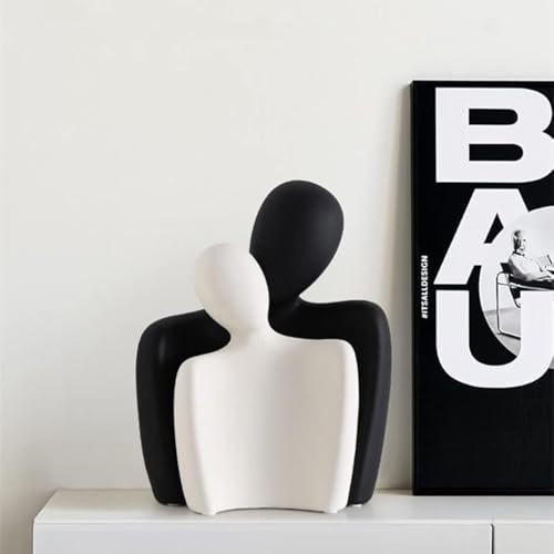 CESTATIVO Ceramic Couple Statues - Hugging Figurines for Home & CESTATIVO Ceramic Couple Statues - Hugging Couple Figurines for Shelf and Table, Modern Romantic Sculptures for Living Room, Bedroom, Office Decor - Black White