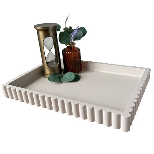 OAKOA Decorative Concrete Tray for Coffee Tables - Stylish Ottoman OAKOA Concrete Decorative Tray for Coffee Table Tray Decor - Ottoman Tray for Living Room - Bandejas Decorativas - Table Trays Decorative - Coffee Table Centerpiece