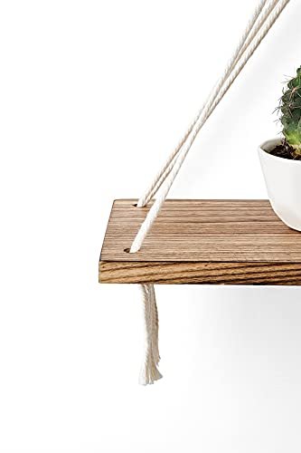 31fhMGWbu3L._SL500_.jpg Mkono Macrame Hanging Shelves Set of 2 - Boho Wall Decor, Rustic Wood Floating Storage for Bedroom, Bathroom, Living Room, and Nursery. Perfect for Plants and Photos! - Image 7