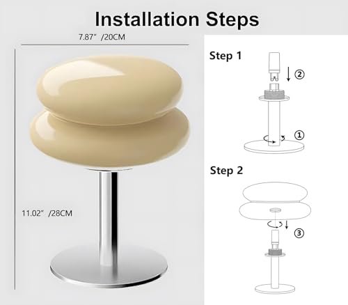 31krrODyarL._SL500_.jpg Glivpny Mushroom Lamp: Dimmable Mid-Century Modern Bedside Light for Bedroom & Living Room (Orange) - Image 6