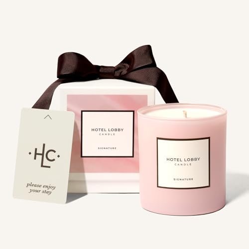 Luxury Hand-Poured 9.75oz Soy Wax Candle - Amber, Cedar & Hotel Lobby Signature Candle – Luxury Hand-Poured 9.75oz Soy Wax with Amber, Cedar, and Musk – Infused with Essential Oils, 65-Hour Burn Time, Reusable Vessel, Clean Burn