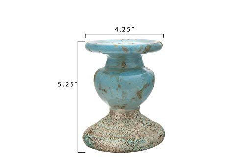 31m64ksujNL._SL500_.jpg Distressed Blue Terracotta Pillar Candle Holder by Creative Co-Op - Perfect for Stylish Decor - Image 2