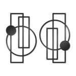 OYEFLY 2 Pcs Metal Abstract Wall Art,Modern Geometric Decor (Black, style 1)