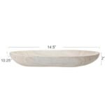 Hand-Carved Bloomingville Paulownia Wood Bowl with Whitewashed Finish for Elegant Decor - Image 2